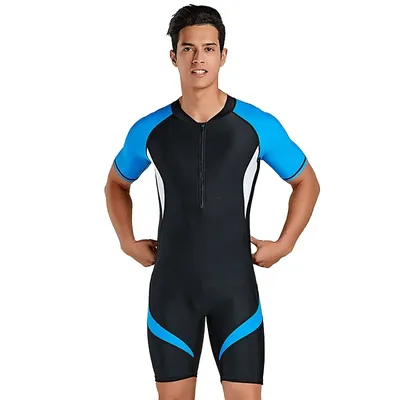 Sbart-One-Piece Lycra Wetsuit for Men, Short Scuba Rash Guard, Swimsuit, Jumpsuit, Surfing, Swimming, Diving Skin, Front Zip