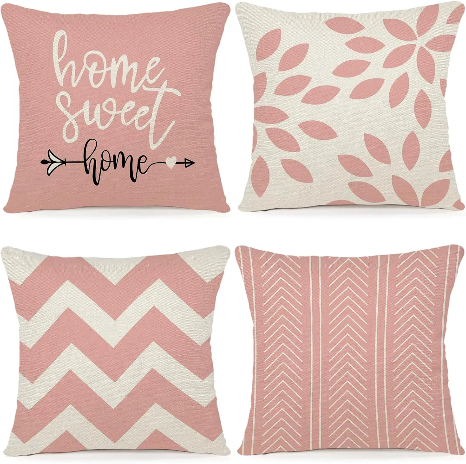 Rosa Dekokissenbezug, Dekoration, Outdoor-Leinen-Kissenbezüge, dekorativ für Schlafzimmer, Sofa, Stuhl, Bett, Garten Image