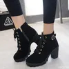Frauen Stiefeletten 2022 Herbst High Heel Gürtel Schnalle Schuhe Frauen Lace Up Plattform Stiefel Frauen Stiefel 42 Botas de Mujerv