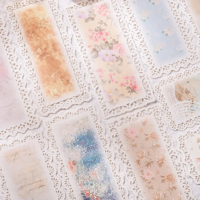 10 Stück Kunst, Mode, Pastin, tägliches Handbuch, flüsternde, handgeschriebene Nachrichtenpapier, 6 Arten hohle Blumenmatten Image