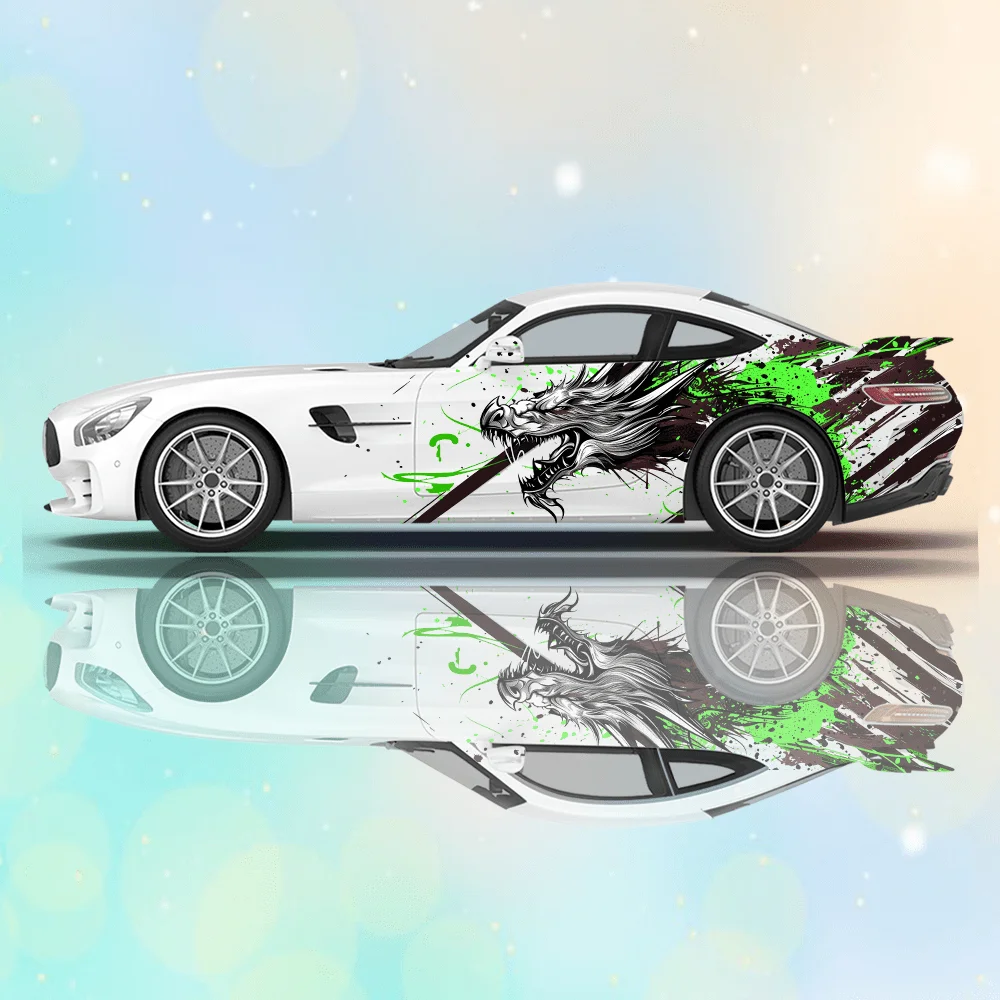 Linie japanischer Drache Splash Auto Vinyl Wraps Aufkleber PVC Anti Scratch Aufkleber geeignet für LKW SUV Dekor Auto Zubehör Geschenk Image