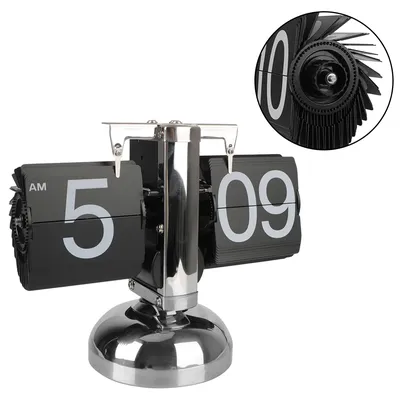 Retro Flip Clock Auto Flip Digital Clock Desktop Clock Home Decors Operated Quartz Clock Flip Internal Gear Operated