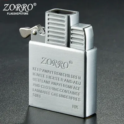 ZORRO Dual Fire Fackel Einsatz Feuerzeug Gas Jet Winddicht Feuerstein Benzin Öl Feuerzeug Aufblasbare Butan Kerosin Liner DIY Werkzeug