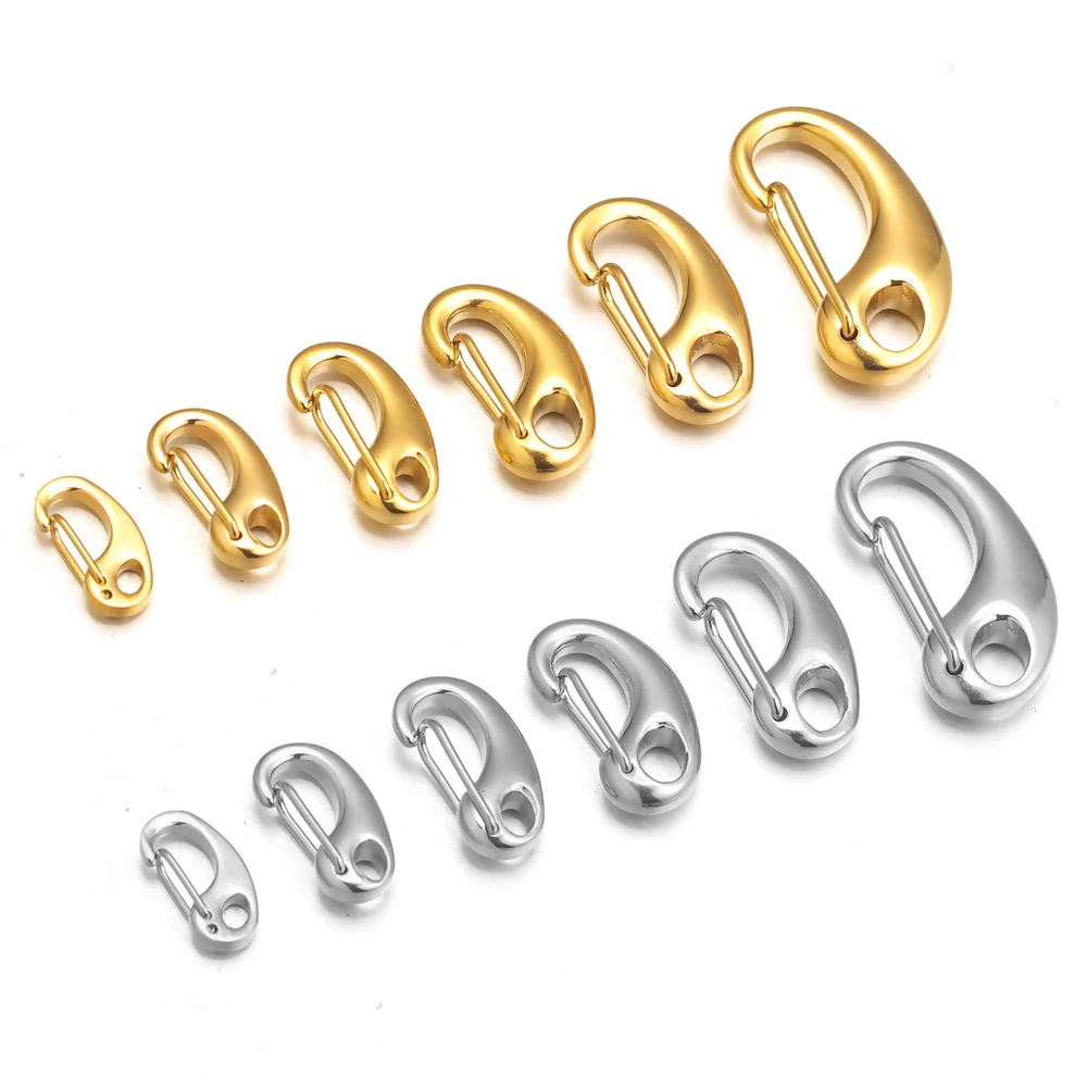 3 Stück 18K Gold Polier-Edelstahl D-förmiger Karabinerverschluss Karabiner D-förmig für die Schmuckherstellung DIY-Ergebnisse