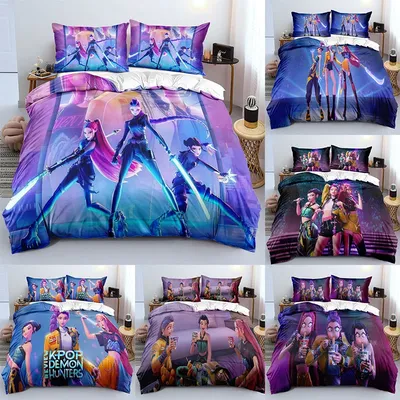 Kpop Demon Hunters Huntrix Bedding Set Single Twin Full Queen King Size Quilt Cover Bedclothes Room Duvet Cover Anime Bed Sheet