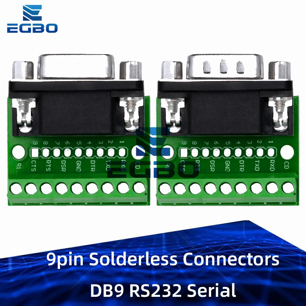 9-polige lötfreie Steckverbinder DB9 RS232 Seriell auf Terminal Buchse Stecker Adapterstecker Breakout Board Image