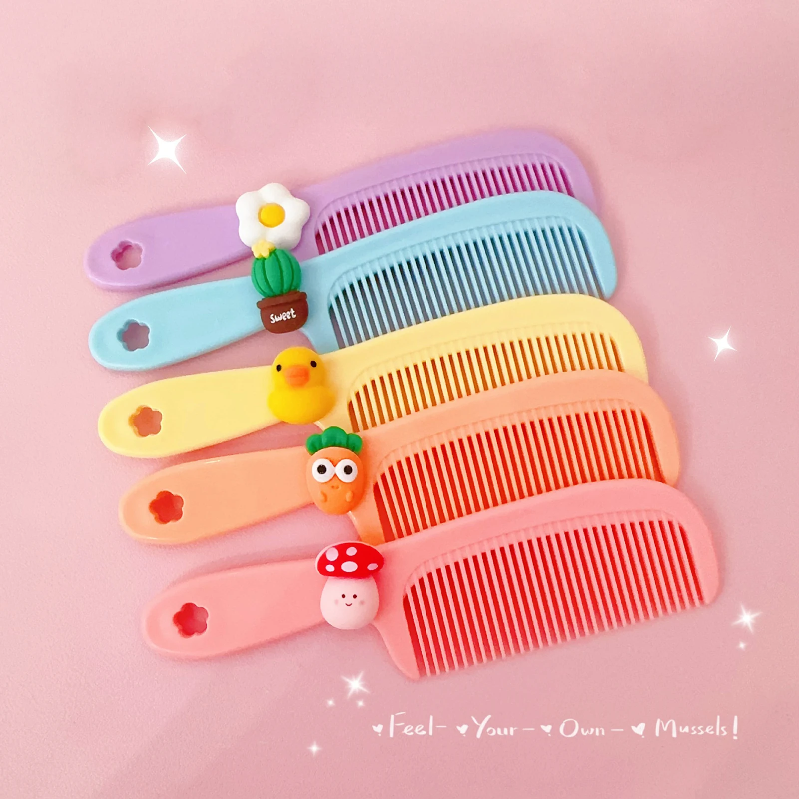 Tragbarer Mini-Kamm für Kinder, niedlicher Cartoon-Haarkamm für Kinder, weiche Borsten für Babys, Kleinkinder, Mädchen, Jungen, Haar-Styling, Reisegröße Image
