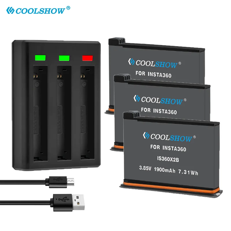 Für Insta360 X2 1900 mAh Batterie Ladegerät Kamera 360 Panorama Action Kamera Batterien Zubehör Für Insta360 EINE X2 Image