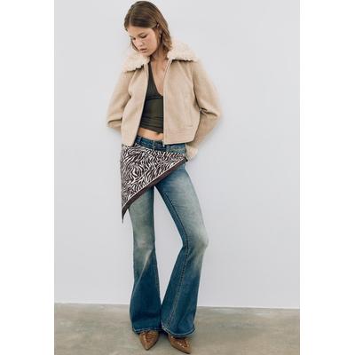 Stradivarius Jacket with faux fur detail Ecru XS
