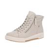 Schnürboots RIEKER SPORT, Damen, Gr. 39, beige (creme), Leder, sportlich, Schuhe, Stiefelette, High Top Sneaker, Freizeitboots mit Reißverschluss, Topseller