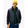 Steppjacke TOMMY HILFIGER "MIX MEDIA mit Stehkragen", Herren, Gr. S, blau (desert sky), Sweatware, Obermaterial: 72% Baumwolle, 28% Polyester, unifarben, casual, regular fit normal, Langarm Rippbündchen, Jacken, unifarben, casual, regular fit,...