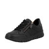 Plateausneaker RIEKER, Damen, Gr. 40, schwarz, Glattleder, unifarben, sportlich, Schuhe, Freizeitschuh, Schnürschuh, Halbschuh in Bequemweite G (= weit)