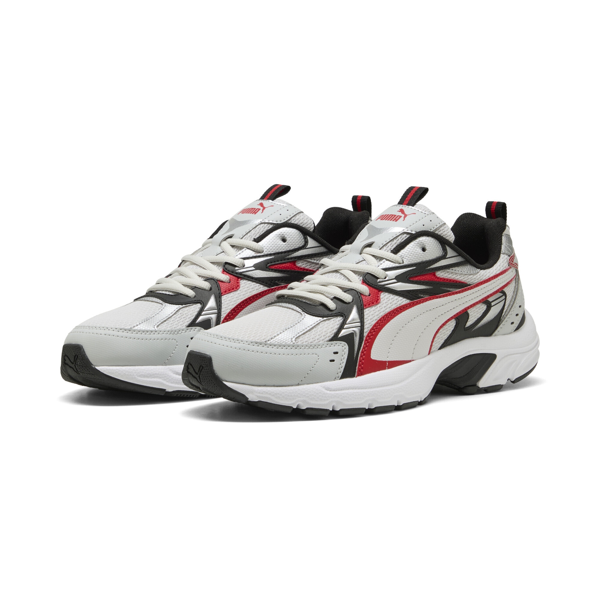 Sneaker PUMA "Milenio Tech Sneakers Erwachsene", Damen, Gr. 36, silber (cool light gray for all time rot silber metallic), Obermaterial: Textil, Synthetik; Futter: Textil; Innensohle: Textil; Laufsohle: Gummi, Schuhe Sneaker