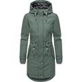 Regenjacke PEAK TIME "L60042", Damen, Gr. L (40), grau (graugrün), Obermaterial: 100% Polyurethan, Futter 1: 100% Polyester, Futter 2: 60% Baumwolle, 40% Polyester, Wattierung: 100% Polyester, modisch, tailliert ca. Mitte Oberschenkel, Langarm Ärmel...