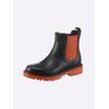 Stiefelette HEINE, Damen, Gr. 41, orange (schwarz, orange), Leder, Rindsleder, Glattleder, modisch, Schuhe