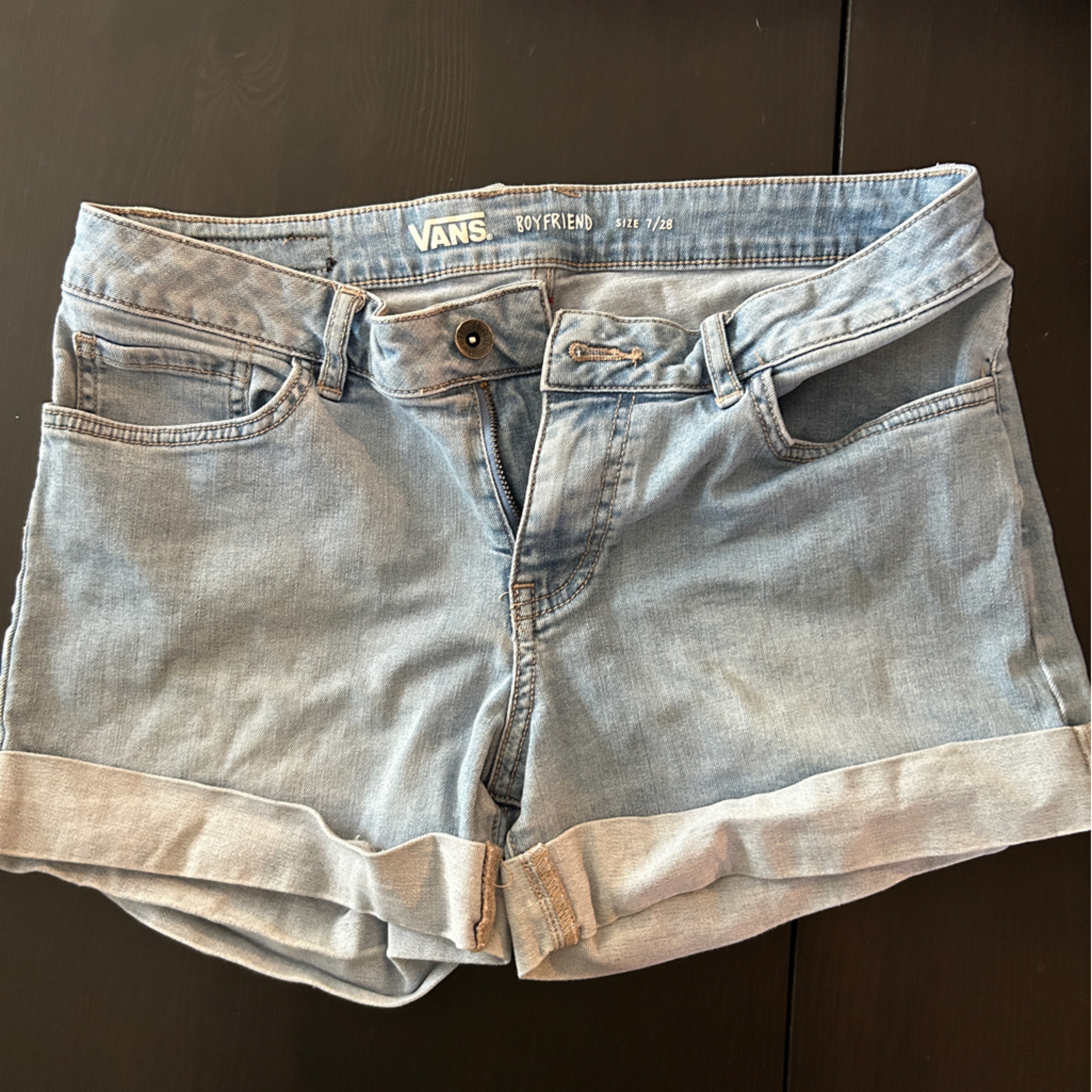 Vans Shorts | Vans Women Casual Summer Mid Waist Stretchy Denim Jean Shorts Junior Short Jeans | Color: Blue | Size: 28