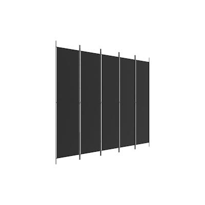 vidaXL 5-tlg. Paravent Schwarz 250x220 cm Stoff Image