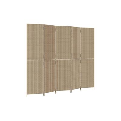 vidaXL Paravent 5-tlg. Beige Poly Rattan Image