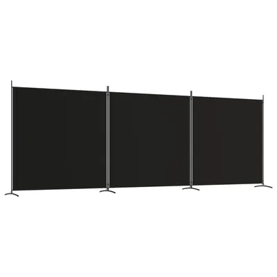 vidaXL 3-tlg. Paravent Schwarz 525x180 cm Stoff Image