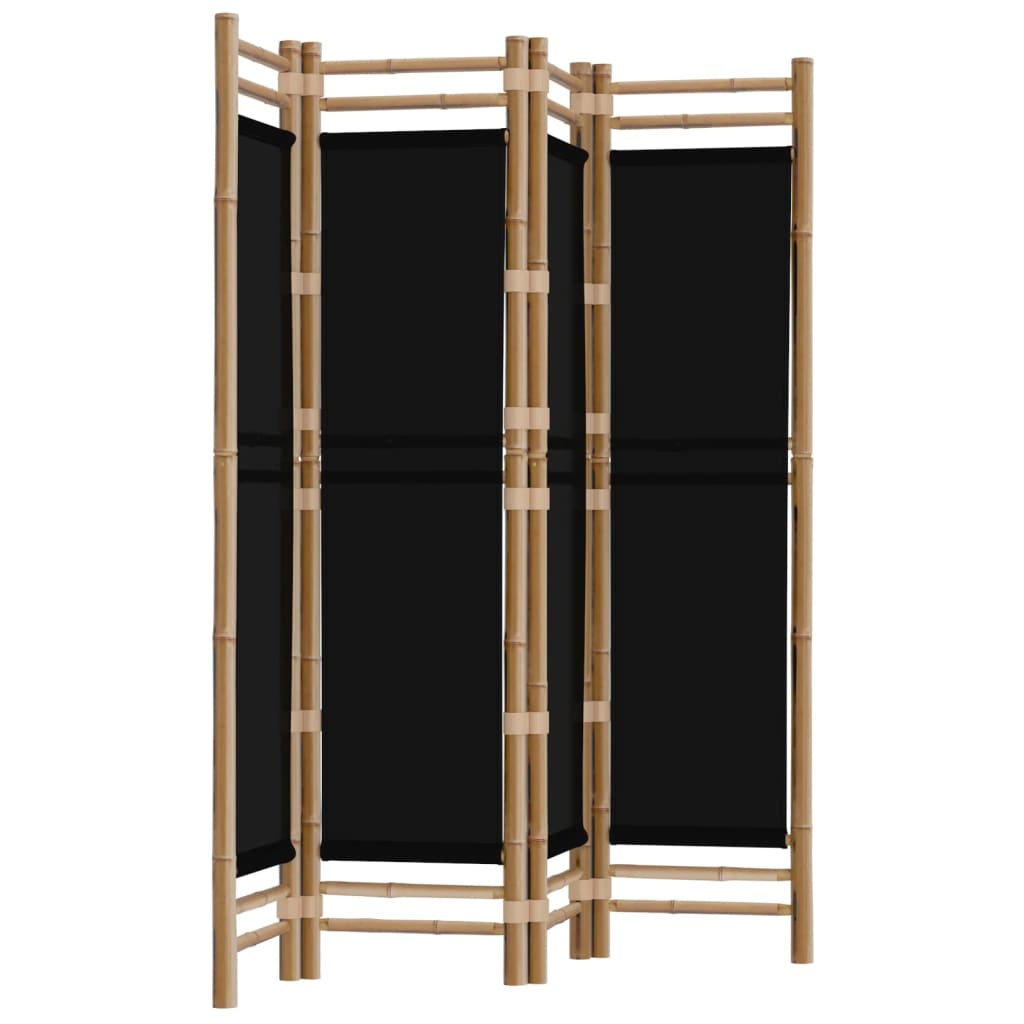 vidaXL 4-tlg. Paravent Faltbar 160 cm Bambus und Canvas Image