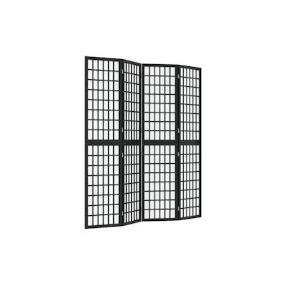 vidaXL 4-tlg. Paravent Japanischer Stil Faltbar 160x170 cm Schwarz Image