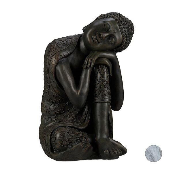 relaxdays Gartenfigur Buddha mit geneigtem 60 cm