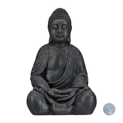 relaxdays Gartenfigur Buddha 50 cm anthrazit Image