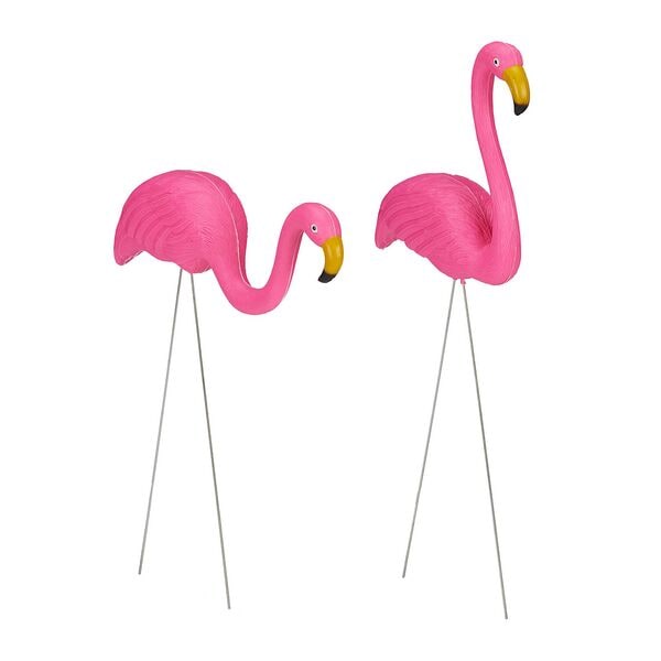 relaxdays 2er-Pack Gartenfiguren Flamingo Image