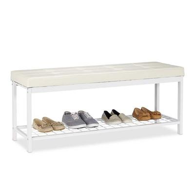 relaxdays XXL Schuhbank mit Polsterauflage weiß, 115 cm Image