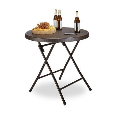 relaxdays Gartentisch klappbar BASTIAN rund Ø 80 cm Braun