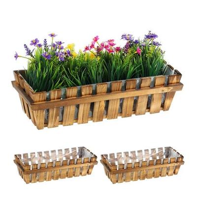 relaxdays 3er-Set Blumenkasten Holzzaun