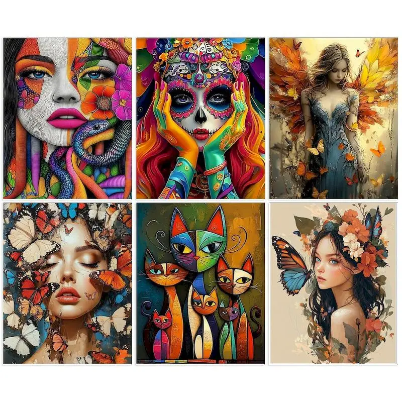 Gatyztoire bricolage cadre peinture par numéros pour adultes peintures acryliques coloriage par numéros dessin numéros peinture Art fournitures bricolage Gif