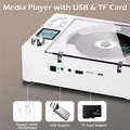 Lettore CD Clayer retrò Bluetooth portatile AP Altoparlanti doppi, Qualità audio Hi-Fi, Supporta scheda USB/TF/Audio FM Bianco