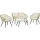 divano divani sottovuoto,Set di Mobili da Giardino in Rattan 4 Pezzi, Salotto da Esterno con Divanetto 2 Posti, 2 Poltrone con