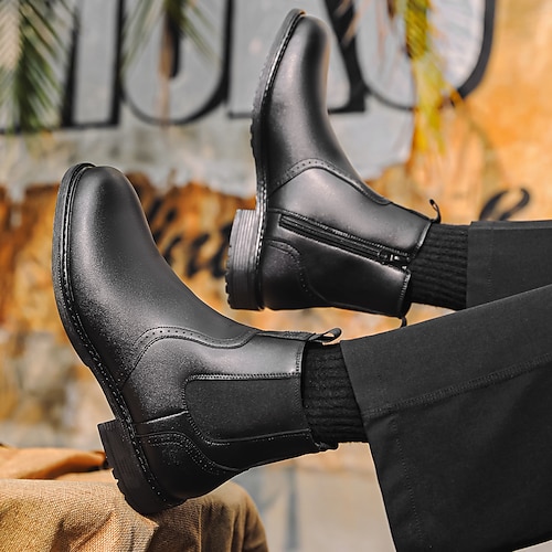 Chelsea-Boots für Herren, zum Hineinschlüpfen, für lässige City-Streetwear und Alltagsoutfits Image