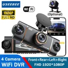 4 telecamere Dash Cam per auto DVR WiFi HD 1080P Videoregistratore 4 canali Vista posteriore anteriore Visione notturna Scatola nera DVR per la sicurezza del veicolo