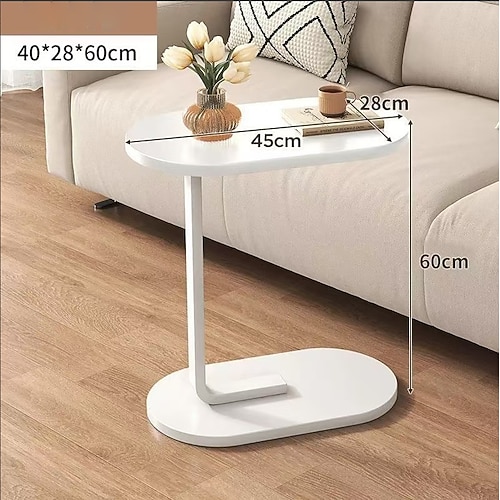 moderner C-förmiger Sofa-Beistelltisch Couchtisch - langlebiges Holz Eisenkonstruktion, 4 Farben (Walnuss/Eiche/Schwarz/Weiß) – stabiler Rahmen für Wohnzimmer, Schlafzimmer, Wohnmobil Balkondekor Image