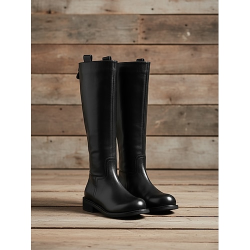 Kniehohe Reitstiefel aus hochwertigem Leder für Damen – Overknee-Schuhe im urbanen Fashion-Stil für Damen-Streetwear und City-Outfits Image