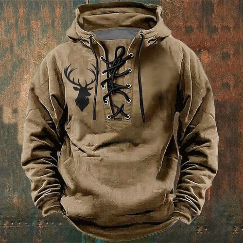 Herren Jeder Kapuzensweatshirt Pullover Stilvoll Vintage-Retro Langarm Mit Kapuze Outdoor Geschenk Jagd Blau Schwarz Braun Grün Kordelzug Herbst Winter Designer S M L XL XXL XXXL Image