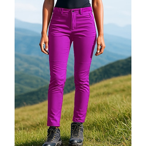 Damen Wanderhosen Wasserdichte Hosen Softshellhosen Frühling Herbst Außen Normale Passform Wasserdicht Winddicht Unterteile Tasche Schwarz Burgund Camping / Wandern Laufen S M L XL Image
