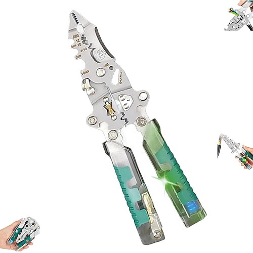 18-in-1 faltbarer Abisolierer mit Spannungsprüfer, faltbarer Stift, Schraubendreher, Abisolierzange, integrierter Spannungsprüfer, Schraubendreher zum Schneiden und Ziehen von Drähten, Kabel Image