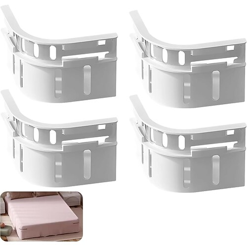 4 Bettlakenhalter mit verstellbaren elastischen Streifen, Befestigungen für Ecken und Seiten, sicherer Sitz für die Matratze, ideal für Seitenschläfer und unruhige Partner Image