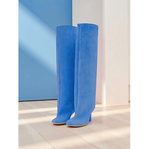 kniehohe Wildlederstiefel für Damen – lange Stiefel mit spitzer Zehenpartie und Stilettoabsatz für urbane Damenmode und schicke Streetwear-Outfits Image