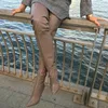 Spitze Leder Oberschenkel Hohe Stiefel Zipper Solide Dünne High Heels Lange Stiefel Frauen Casual Party Schuhe Designer Große Größe Winter Schuhe