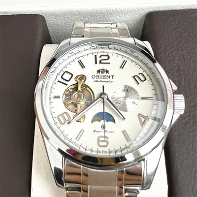 Orient Stainless Steel Mechanical Wristwatch Hollowed Out Automatic Refurbished Japanese Mens Business Watch