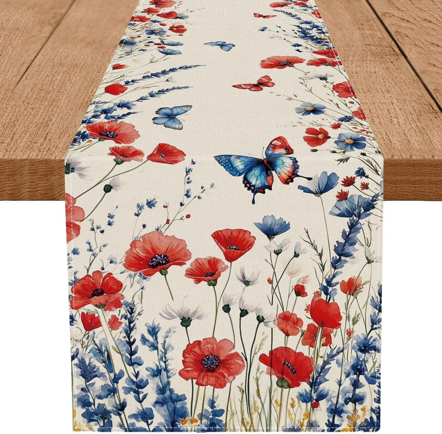 Unabhängigkeitstag Urlaub Tischflagge Dekoration Home Party Dekoration, Blume Schmetterling Tischflagge Esstisch Dekoration Image