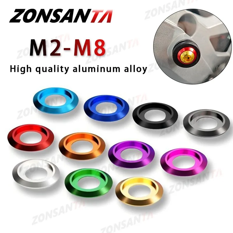 10 teile/los M2 M2,5 M3 M4 M5 M6 M8 Bunte Aluminium Tasse Kopf Unterlegscheibe für Halbrundkopf Schraube Bolzen ISO7380 Image
