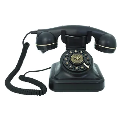 Corded Landline Phone for Home, Black Retro Phone Vintage Plastic Telephone Desktop Landline Telephone Fixed Antique Telephone