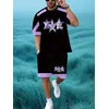 Die neuesten beliebten T-Shirt-Sets für den 25. 3D-Urlaub, Hip-Hop-Elemente, modische Straßen-Herren-Sets, Sommer-Tops, Shorts, atmungsaktiv