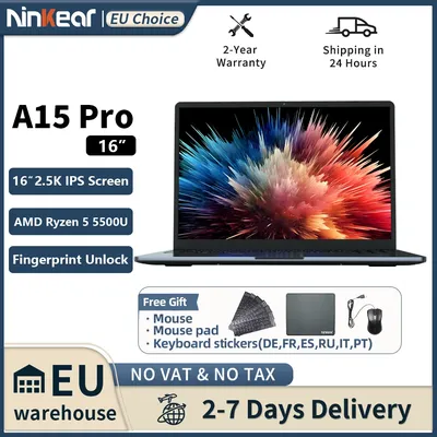 Ninkear A15 Pro Laptop AMD Ryzen 5 5500U 16 Zoll 120 Hz 2560 x 1600 Display 16 GB 512 GB Fingerabdruck-Entriegelungs-Notebook-Computer